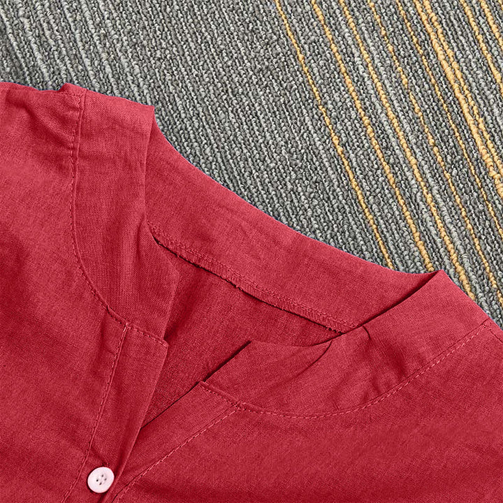 Buddha Stones Camicia da donna a maniche corte con colletto a punta e bottoni casual e semplici - image 34