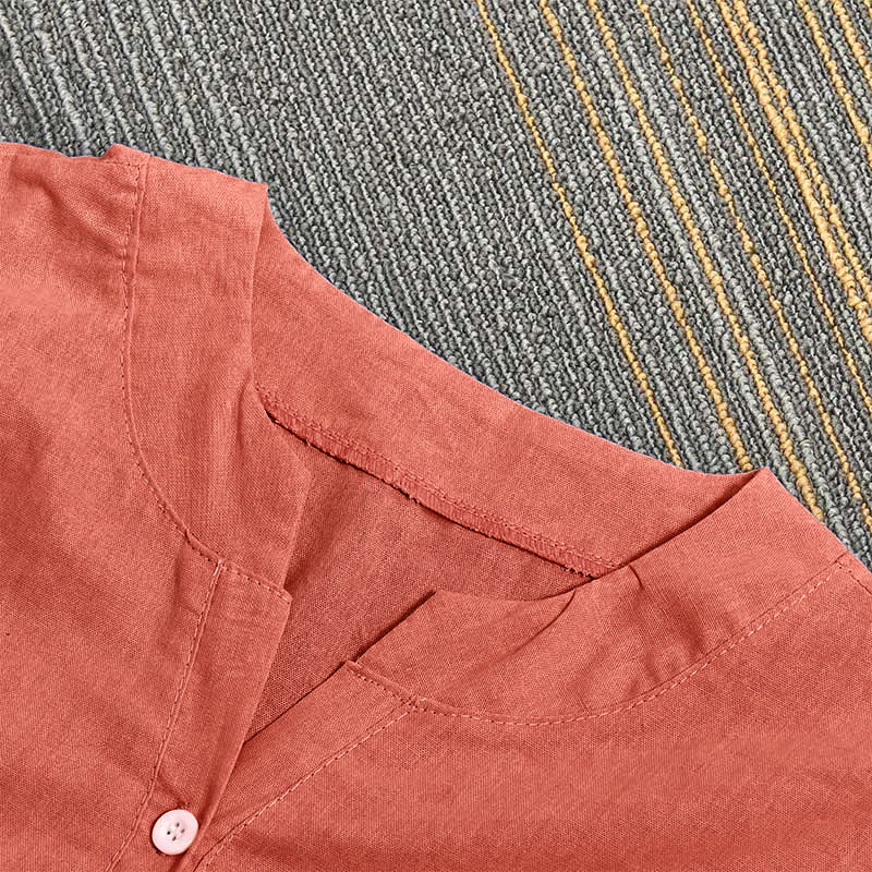 Buddha Stones Camicia da donna a maniche corte con colletto a punta e bottoni casual e semplici - image 48