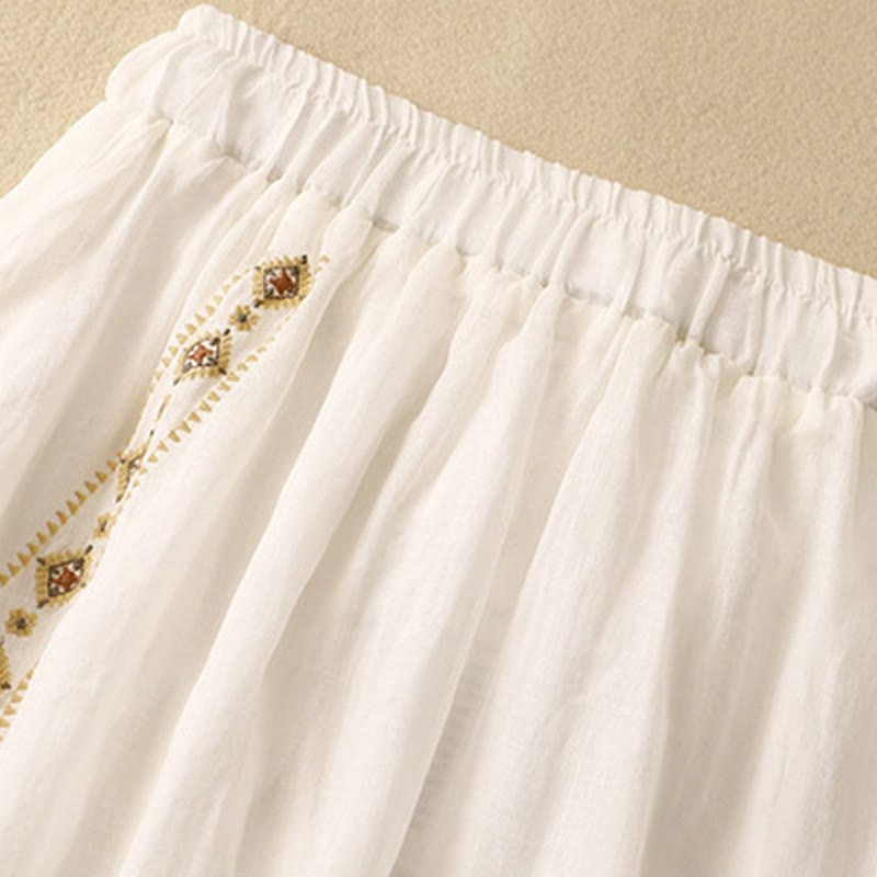 Gonna da donna in cotone e lino, lunghezza 7-8, con bottoni ricamati in stile etnico vintage Buddha Stones - image 6