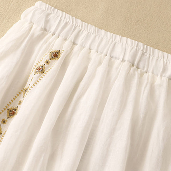 Gonna da donna in cotone e lino, lunghezza 7-8, con bottoni ricamati in stile etnico vintage Buddha Stones - image 6