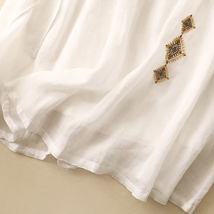 Gonna da donna in cotone e lino, lunghezza 7-8, con bottoni ricamati in stile etnico vintage Buddha Stones - image 7