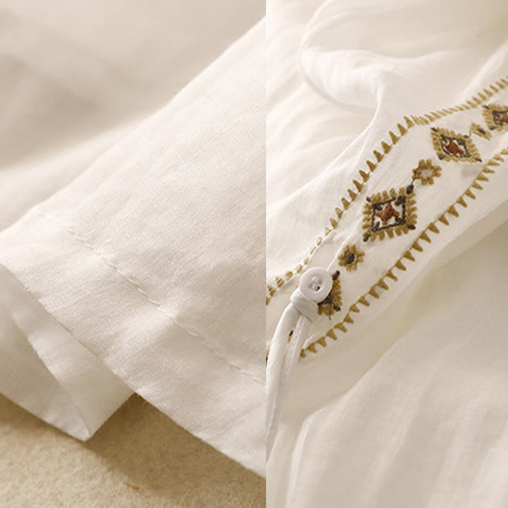 Gonna da donna in cotone e lino, lunghezza 7-8, con bottoni ricamati in stile etnico vintage Buddha Stones - image 8