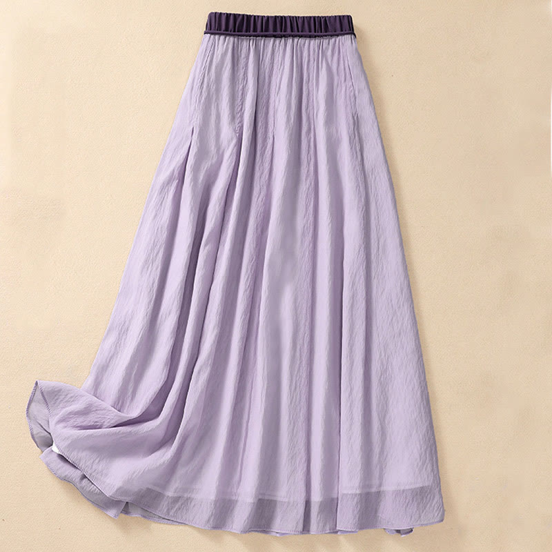 Gonna da donna in cotone e lino, lunghezza 7-8, con lacci, casual e a pieghe, in contrasto di colore, Buddha Stones - image 17