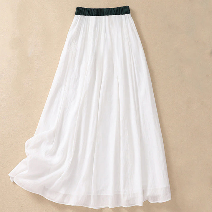 Gonna da donna in cotone e lino, lunghezza 7-8, con lacci, casual e a pieghe, in contrasto di colore, Buddha Stones - Bianco - US8-10, UK/AU12-14, EU40-42 (2XL) - image 10