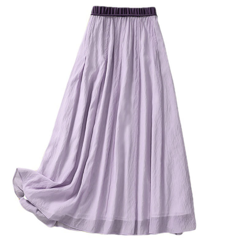 Gonna da donna in cotone e lino, lunghezza 7-8, con lacci, casual e a pieghe, in contrasto di colore, Buddha Stones - image 22
