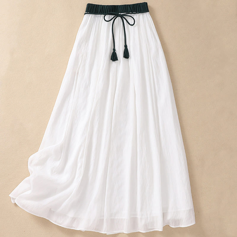 Gonna da donna 7-8 con pieghe a contrasto e allacciatura, modello casual Buddha Stones, lunghezza 7-8. - image 11