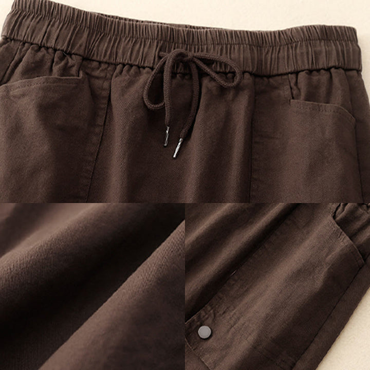 Gonna da donna in cotone e lino, lunghezza 7-8, con tasche, modello Buddha Stones Vintage, con coulisse e bottoni, modello Slide Slite - image 14