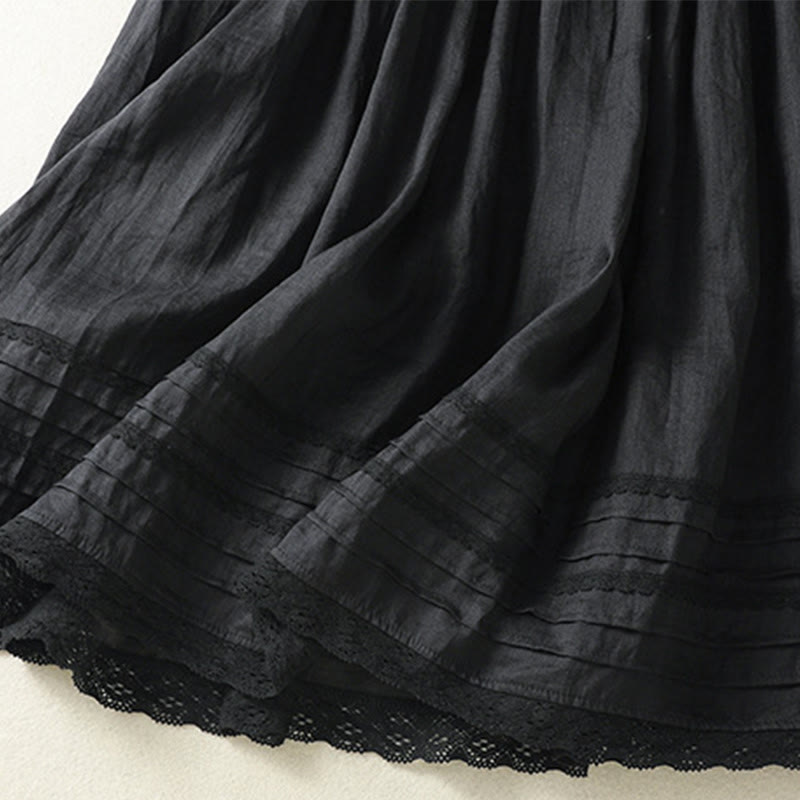 Gonna da donna in cotone e lino, lunghezza 7-8, con coulisse, in pizzo e Buddha Stones, modello patchwork estivo