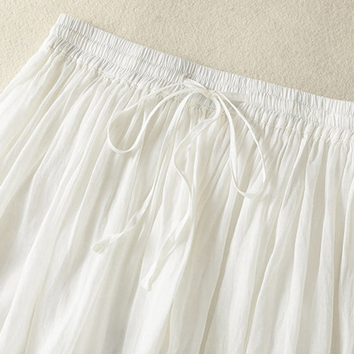 Gonna da donna in cotone e lino, lunghezza 7-8, con coulisse, in pizzo e Buddha Stones, modello patchwork estivo - image 12