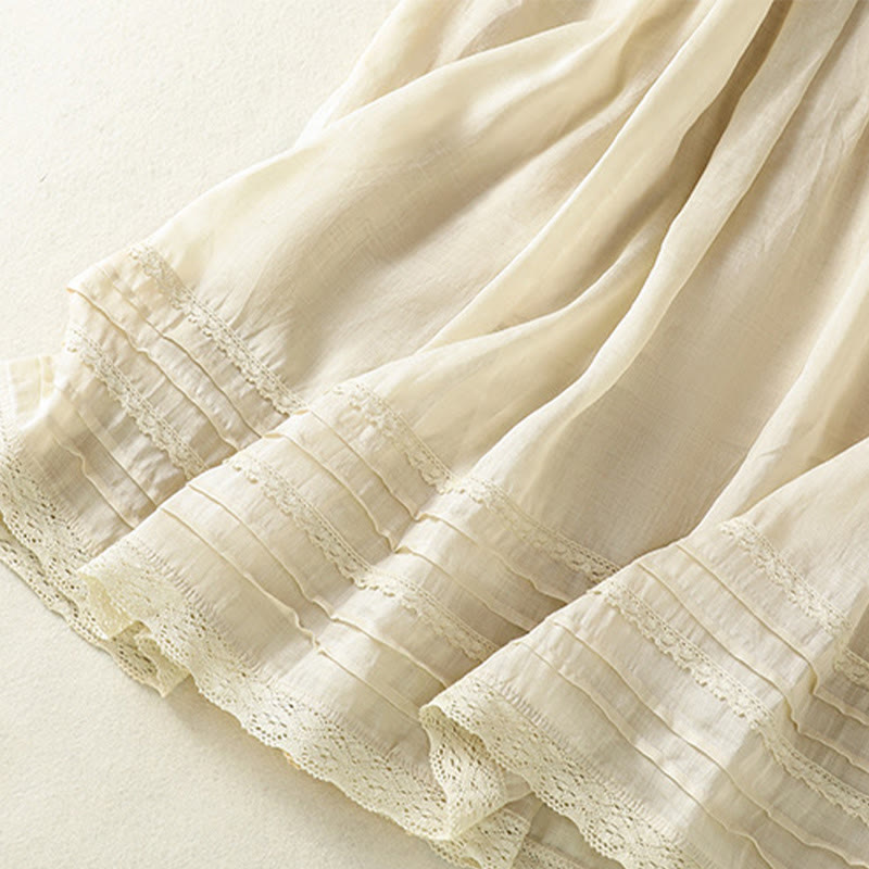 Gonna da donna in cotone e lino, lunghezza 7-8, con coulisse, in pizzo e Buddha Stones, modello patchwork estivo - image 33