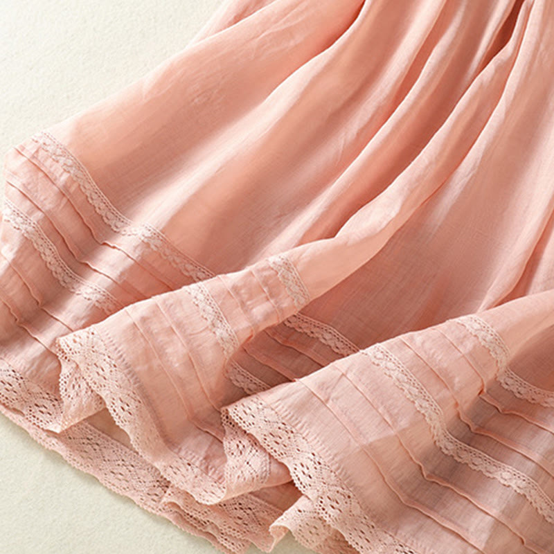 Gonna da donna in cotone e lino, lunghezza 7-8, con coulisse, in pizzo e Buddha Stones, modello patchwork estivo - image 6