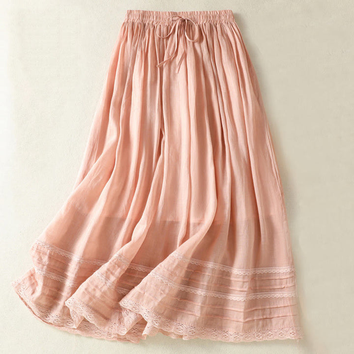 Gonna da donna estiva con coulisse, pizzo e patchwork, modello Buddha Stones, lunghezza 7-8. - Salmone chiaro - US8-10, UK/AU12-14, EU40-42 (2XL) - image 0