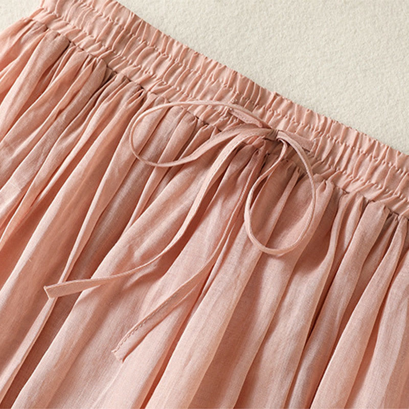 Gonna da donna in cotone e lino, lunghezza 7-8, con coulisse, in pizzo e Buddha Stones, modello patchwork estivo - image 2