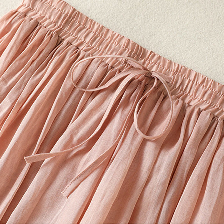 Gonna da donna in cotone e lino, lunghezza 7-8, con coulisse, in pizzo e Buddha Stones, modello patchwork estivo - image 2