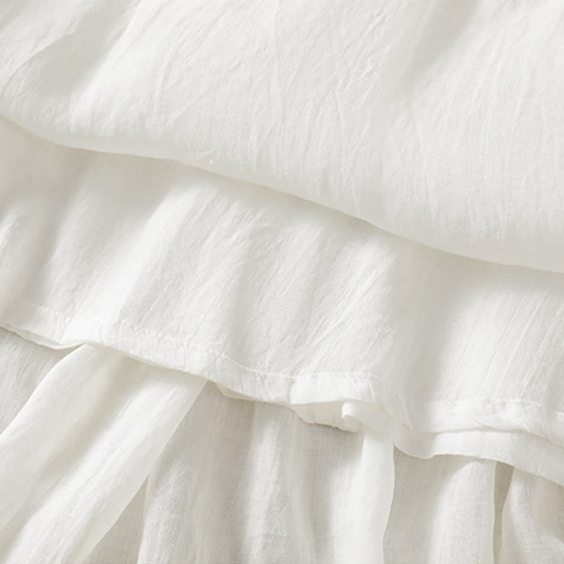 Gonna da donna in cotone e lino, lunghezza 7-8, con coulisse, in pizzo e Buddha Stones, modello patchwork estivo - image 18