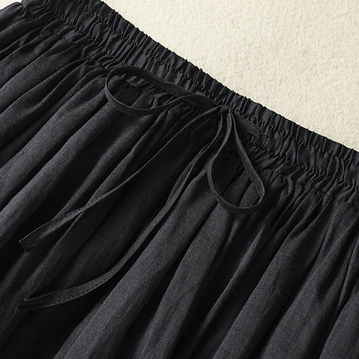 Gonna da donna in cotone e lino, lunghezza 7-8, con coulisse, in pizzo e Buddha Stones, modello patchwork estivo - image 21