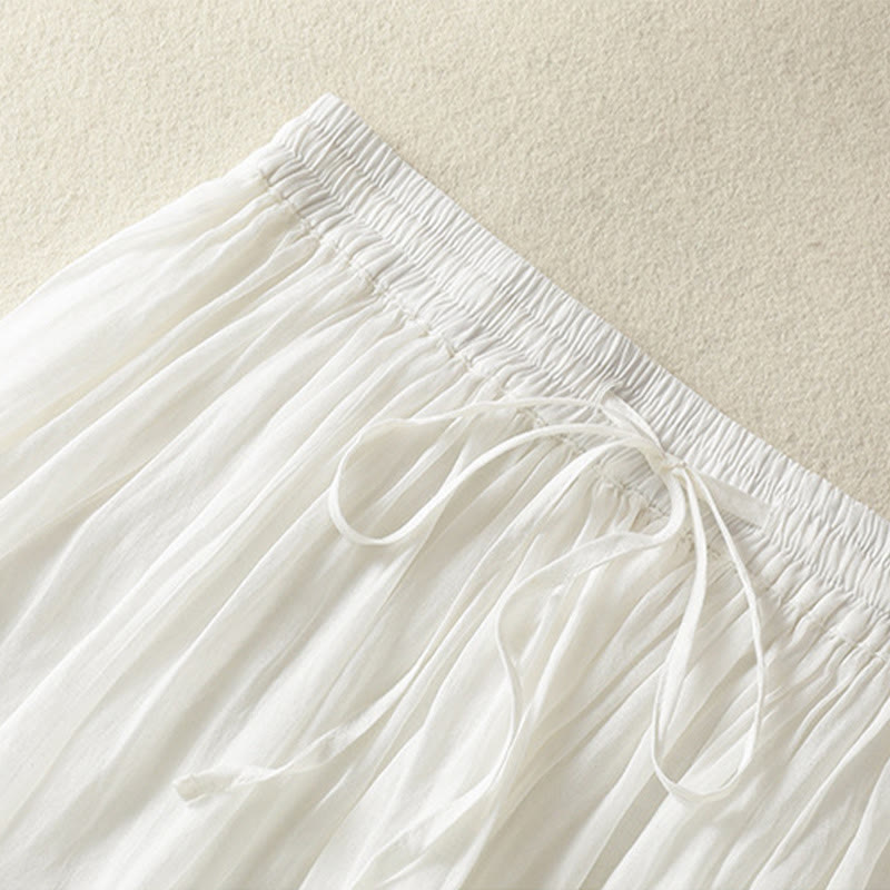 Gonna da donna in cotone e lino, lunghezza 7-8, con coulisse, in pizzo e Buddha Stones, modello patchwork estivo - image 13