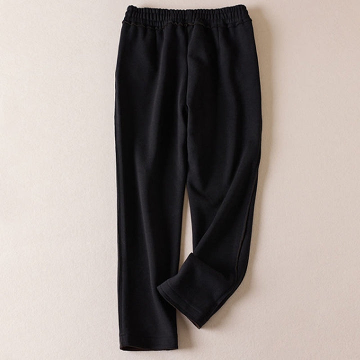 Pantaloni larghi da donna in cotone con coulisse, stile casual, motivo Buddha Stones, con tasche e blocchi di colore