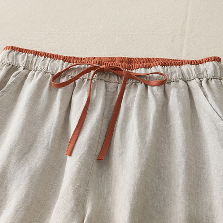 Pantaloni larghi da donna in cotone con coulisse, stile casual, motivo Buddha Stones, con tasche e blocchi di colore
