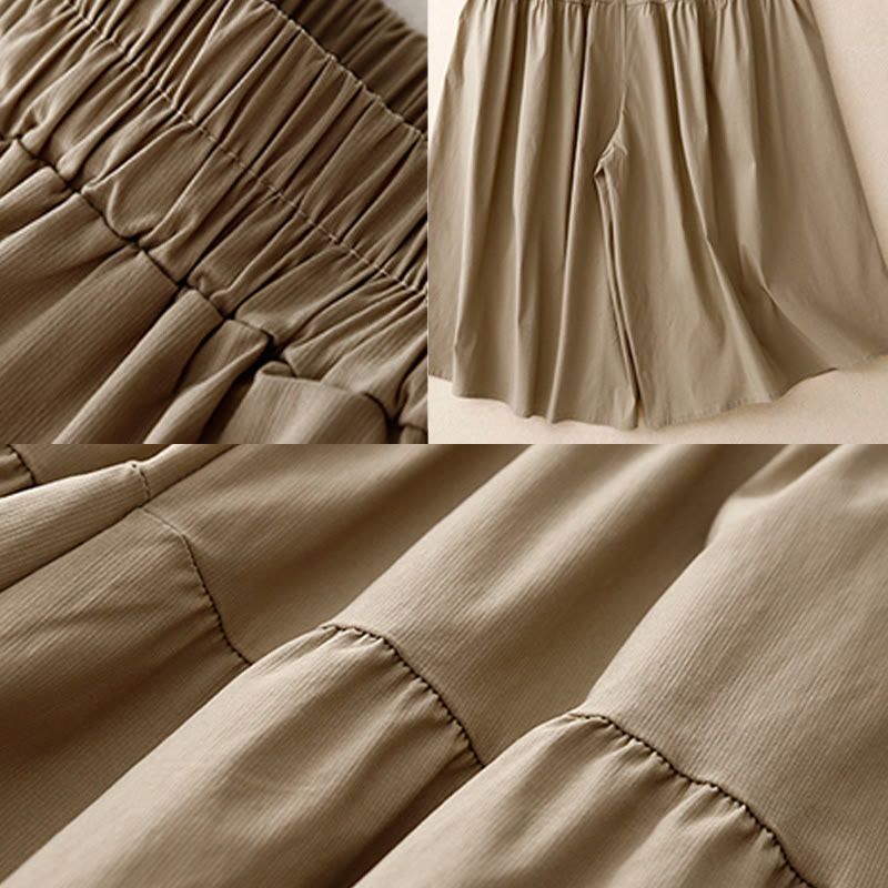 Pantaloni larghi casual da donna in cotone elasticizzato Buddha Stones, con tasche, lunghezza 7-8 - image 5