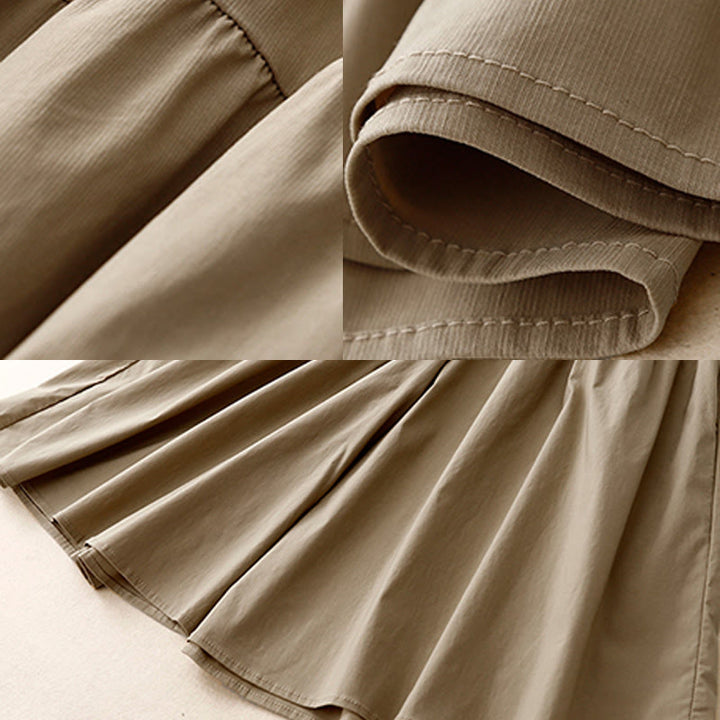 Pantaloni larghi casual da donna in cotone elasticizzato Buddha Stones, con tasche, lunghezza 7-8
