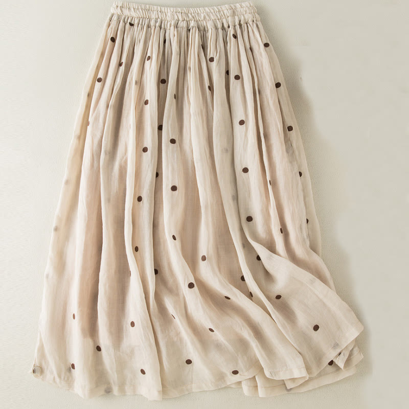 Gonna plissettata da donna con motivo a pois vintage e decorazioni artistiche Buddha Stones - image 1