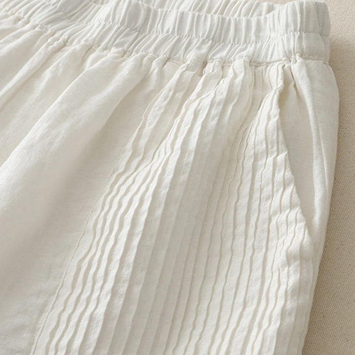 Pantaloni larghi da donna in poliestere elasticizzato con pieghe semplici e tasche, modello Buddha Stones - image 8