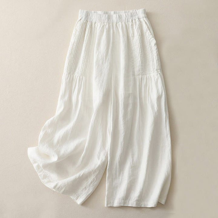 Pantaloni larghi da donna in poliestere elasticizzato con pieghe semplici e tasche, modello Buddha Stones - Bianco - US8-10, UK/AU12-14, EU40-42 (2XL) - image 5