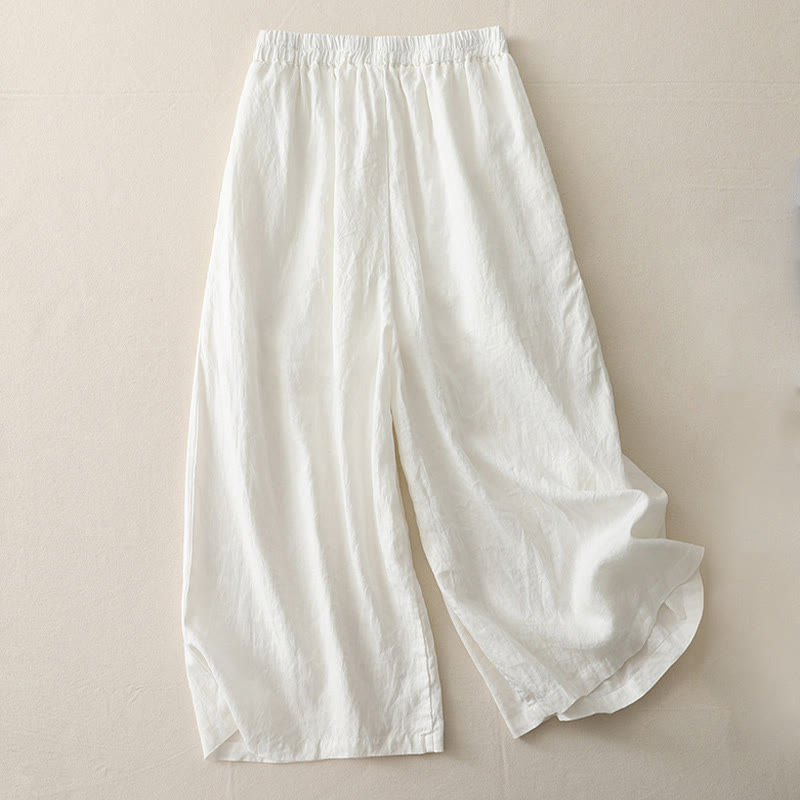 Pantaloni larghi da donna in poliestere elasticizzato con pieghe semplici e tasche, modello Buddha Stones - image 5