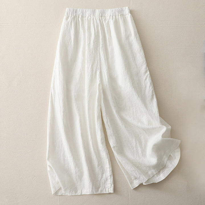 Pantaloni larghi da donna in poliestere elasticizzato con pieghe semplici e tasche, modello Buddha Stones - image 5