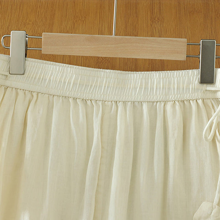 Pantaloni larghi da donna in poliestere con tasche, foderati in tinta unita e elasticizzati, modello Buddha Stones