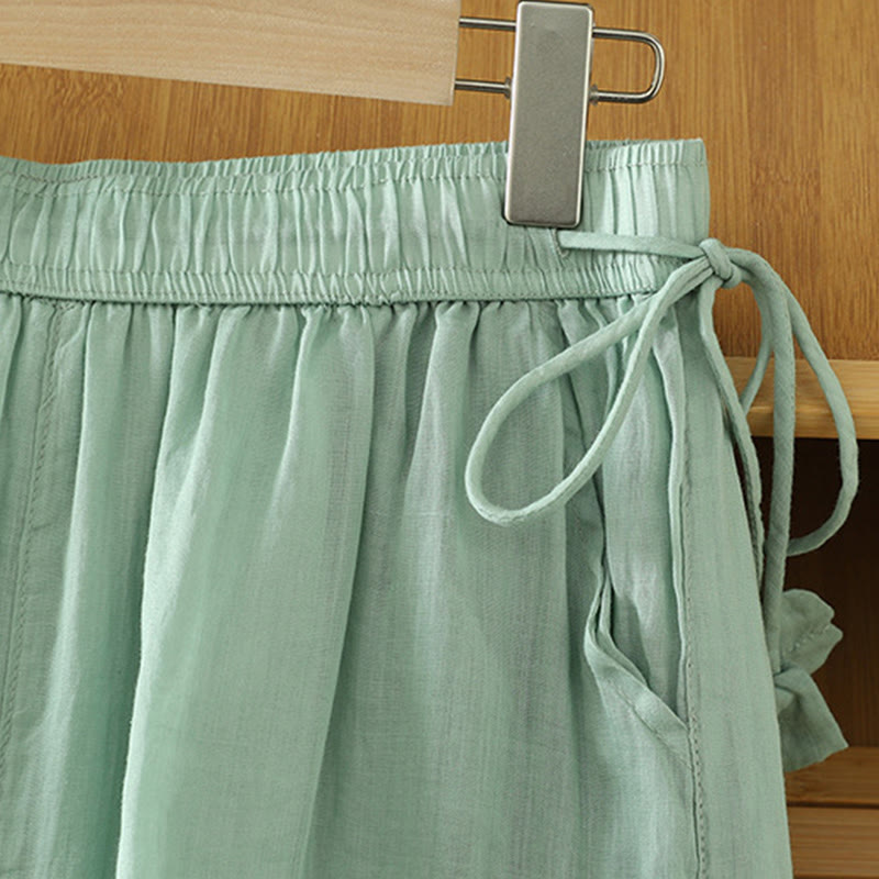 Pantaloni larghi da donna in poliestere con tasche, foderati in tinta unita e elasticizzati, modello Buddha Stones