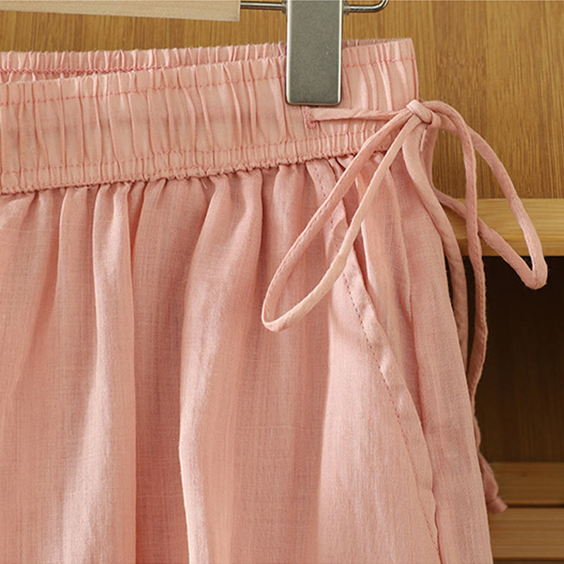 Pantaloni larghi da donna in poliestere con tasche, foderati in tinta unita e elasticizzati, modello Buddha Stones