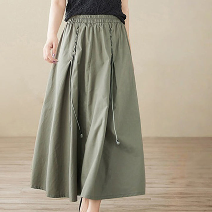 Gonna da donna in cotone con design plissettato, casual estivo, colore puro, Buddha Stones