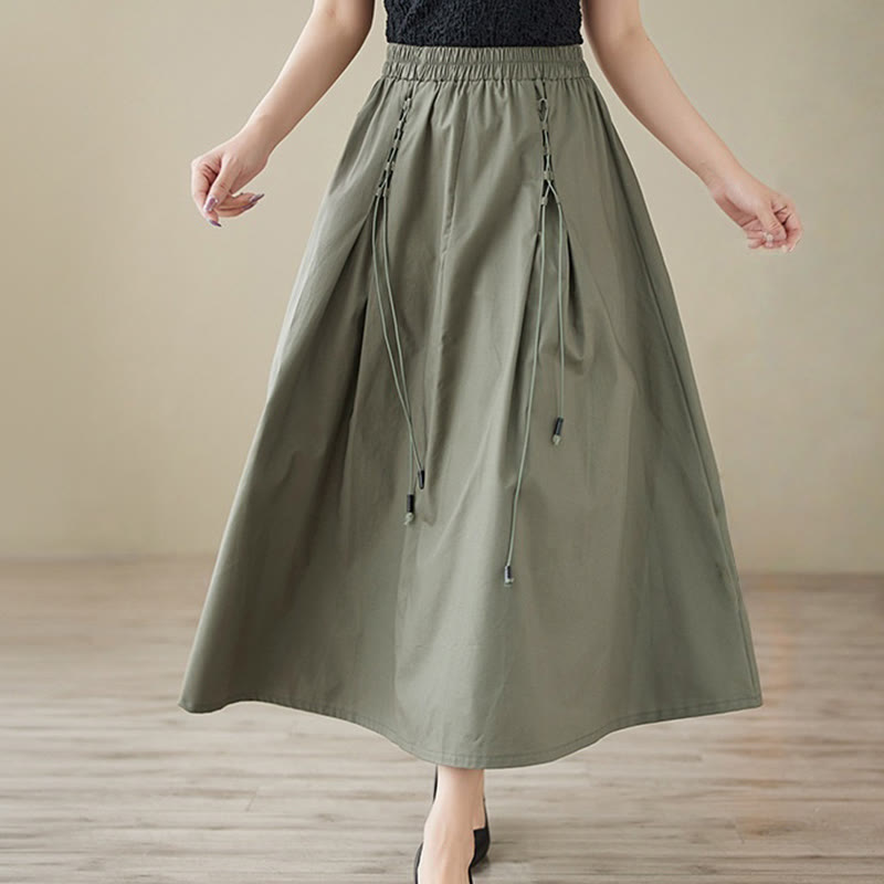 Gonna da donna in cotone con design plissettato, casual estivo, colore puro, Buddha Stones