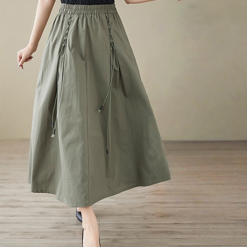 Gonna da donna in cotone con design plissettato, casual estivo, colore puro, Buddha Stones
