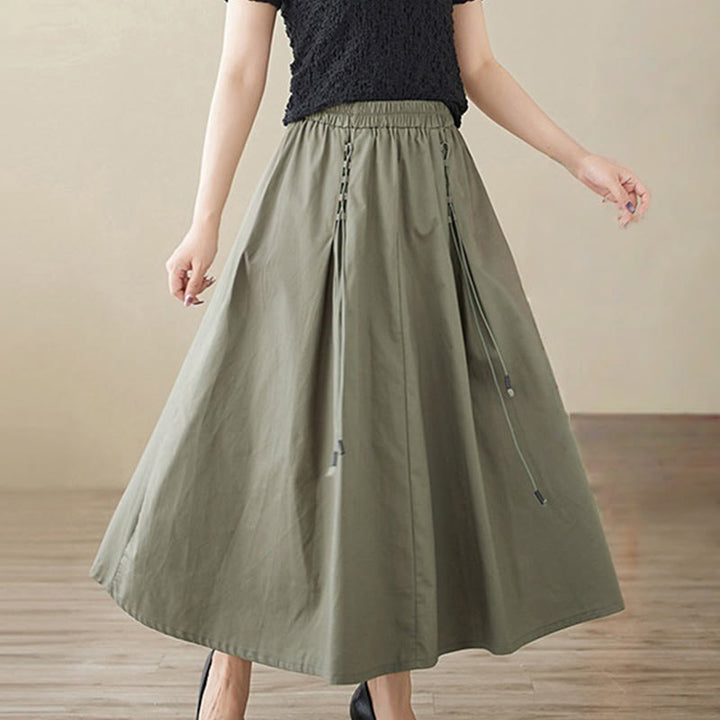 Gonna da donna in cotone con design plissettato, casual estivo, colore puro, Buddha Stones