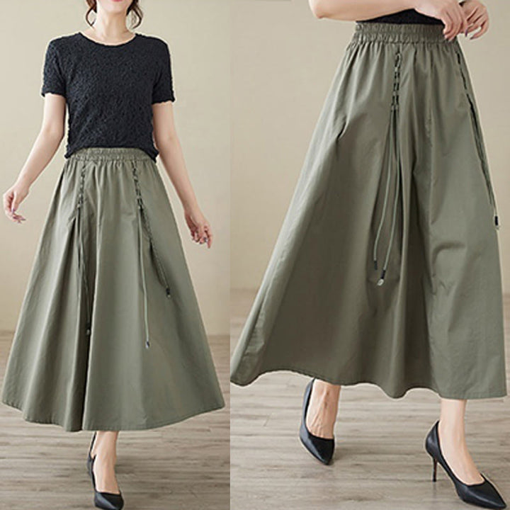 Gonna da donna in cotone con design plissettato, casual estivo, colore puro, Buddha Stones