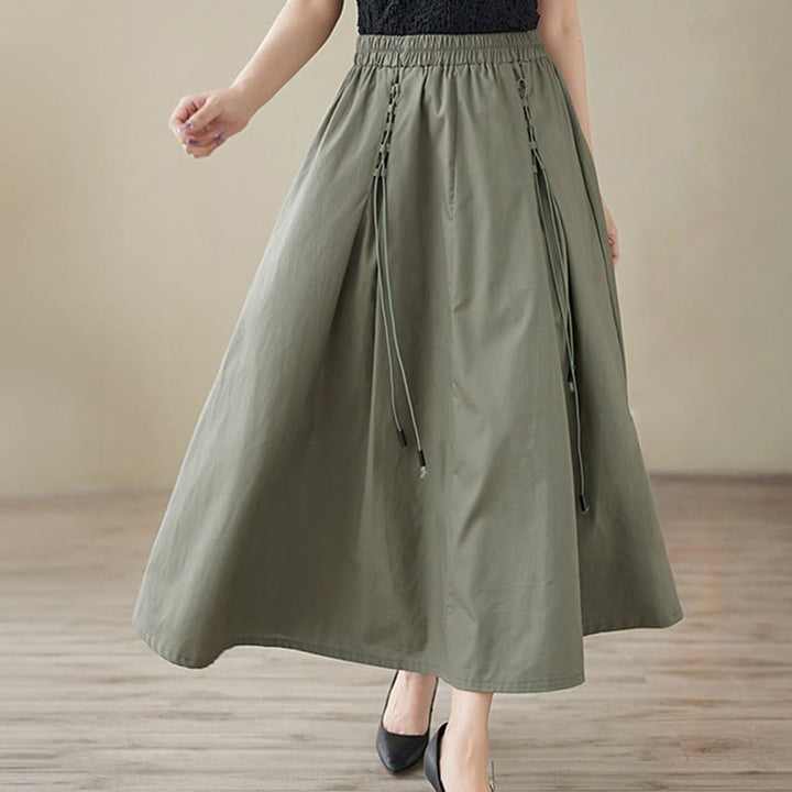 Gonna da donna in cotone con design plissettato, casual estivo, colore puro, Buddha Stones