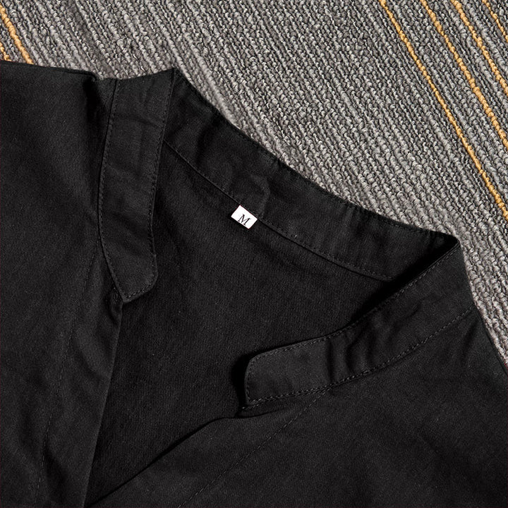 Camicia da donna in cotone e lino, a maniche corte, con colletto a punta e petto semplice, stile casual estivo Buddha Stones - image 8