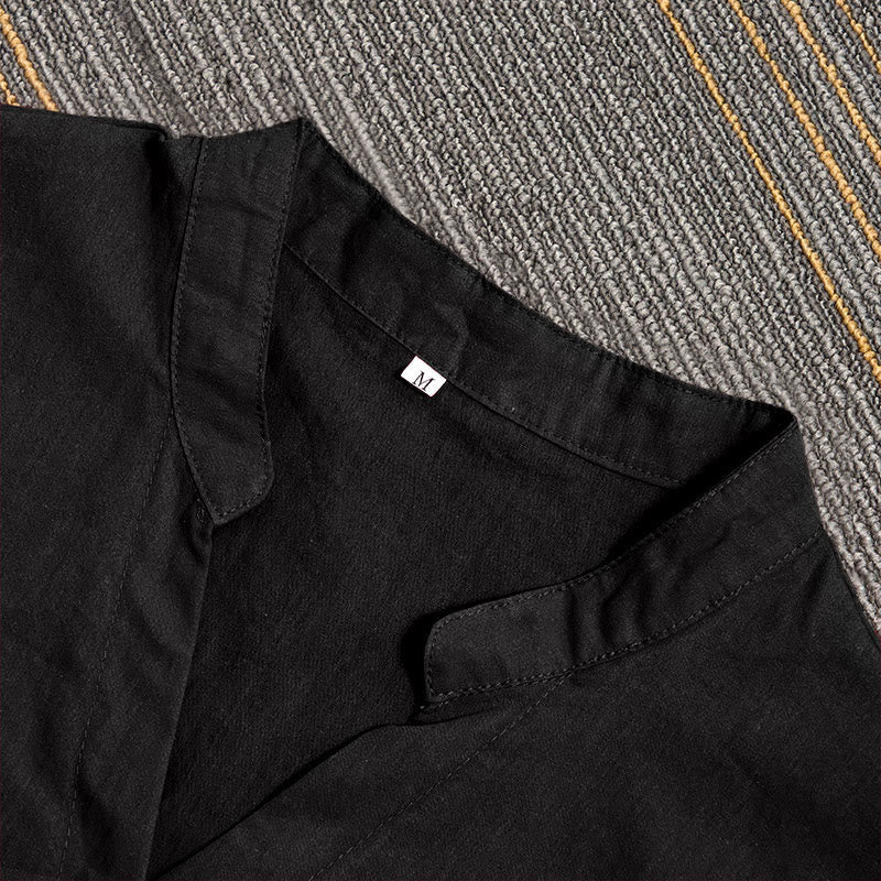 Camicia da donna in cotone e lino, a maniche corte, con colletto a punta e petto semplice, stile casual estivo Buddha Stones - image 8