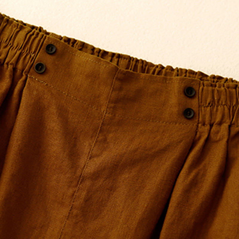 Pantaloncini da donna in lino e cotone con tasche, modello Buddha Stones, estivi, casual, a pieghe semplici - image 1