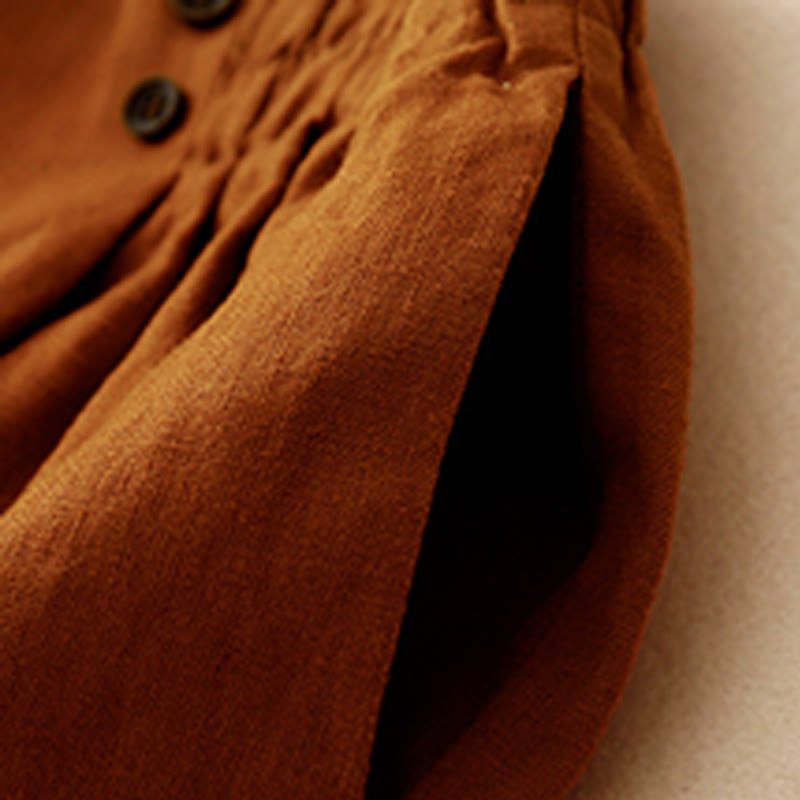 Pantaloncini da donna in lino e cotone con tasche, modello Buddha Stones, estivi, casual, a pieghe semplici - image 3