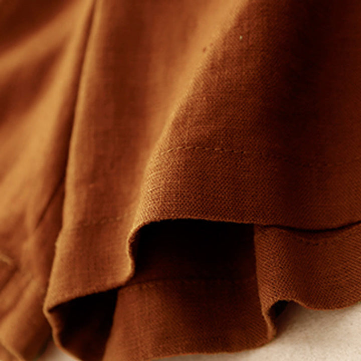 Pantaloncini da donna in lino e cotone con tasche, modello Buddha Stones, estivi, casual, a pieghe semplici - image 2