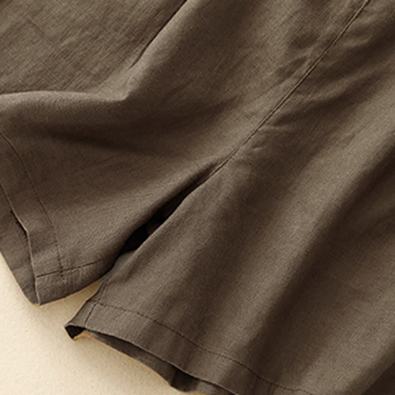 Pantaloncini da donna in lino e cotone con tasche, modello Buddha Stones, estivi, casual, a pieghe semplici - image 11