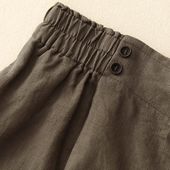 Pantaloncini da donna in lino e cotone con tasche, modello Buddha Stones, estivi, casual, a pieghe semplici - image 7