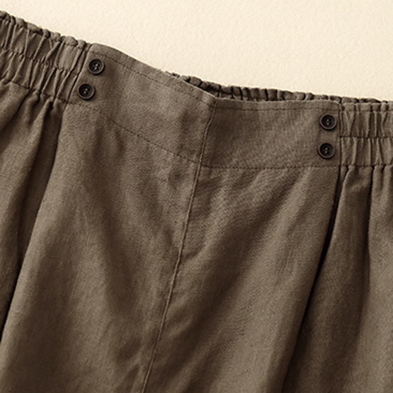 Pantaloncini da donna in lino e cotone con tasche, modello Buddha Stones, estivi, casual, a pieghe semplici - image 9