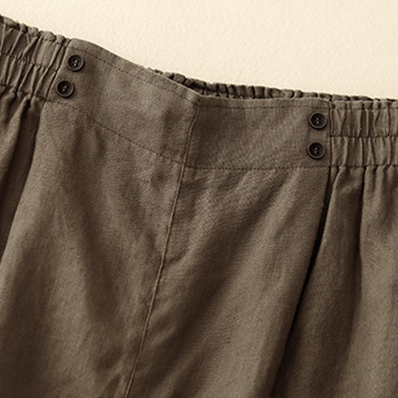 Pantaloncini da donna in lino e cotone con tasche, modello Buddha Stones, estivi, casual, a pieghe semplici - image 8