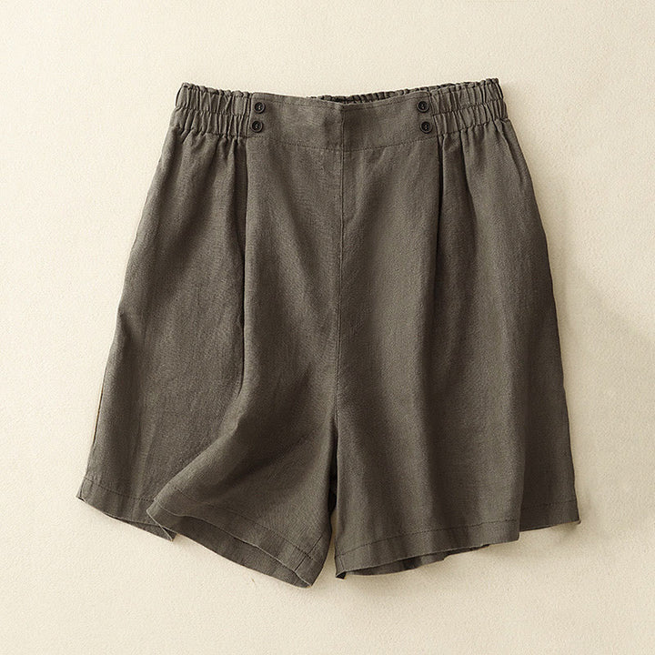 Pantaloncini da donna in lino e cotone con tasche, modello Buddha Stones, estivi, casual, a pieghe semplici - Abbronzatura - US12, UK/AU16, EU44 (2XL) - image 6