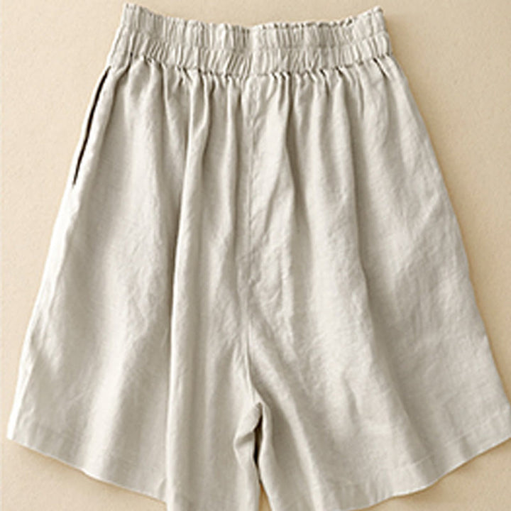 Pantaloncini da donna in lino e cotone con tasche, modello Buddha Stones, estivi, casual, a pieghe semplici - image 16